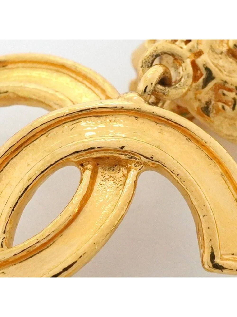 Chanel Earrings Vintage CC Logo Gold Plated